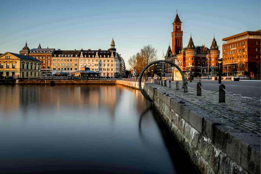 Helsingborg Ufer Dämmerungsansicht