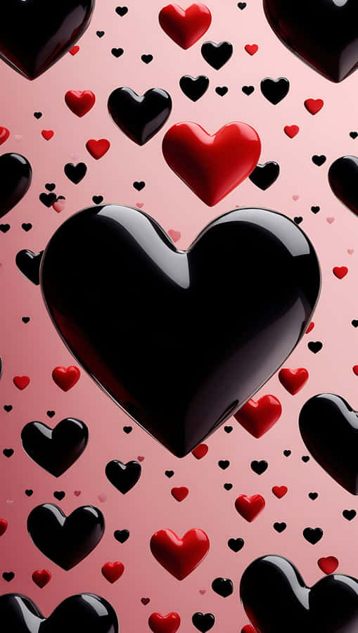 black hearts,red hearts,valentine,love,romantic,wallpaper,bold design,dark romance,passion