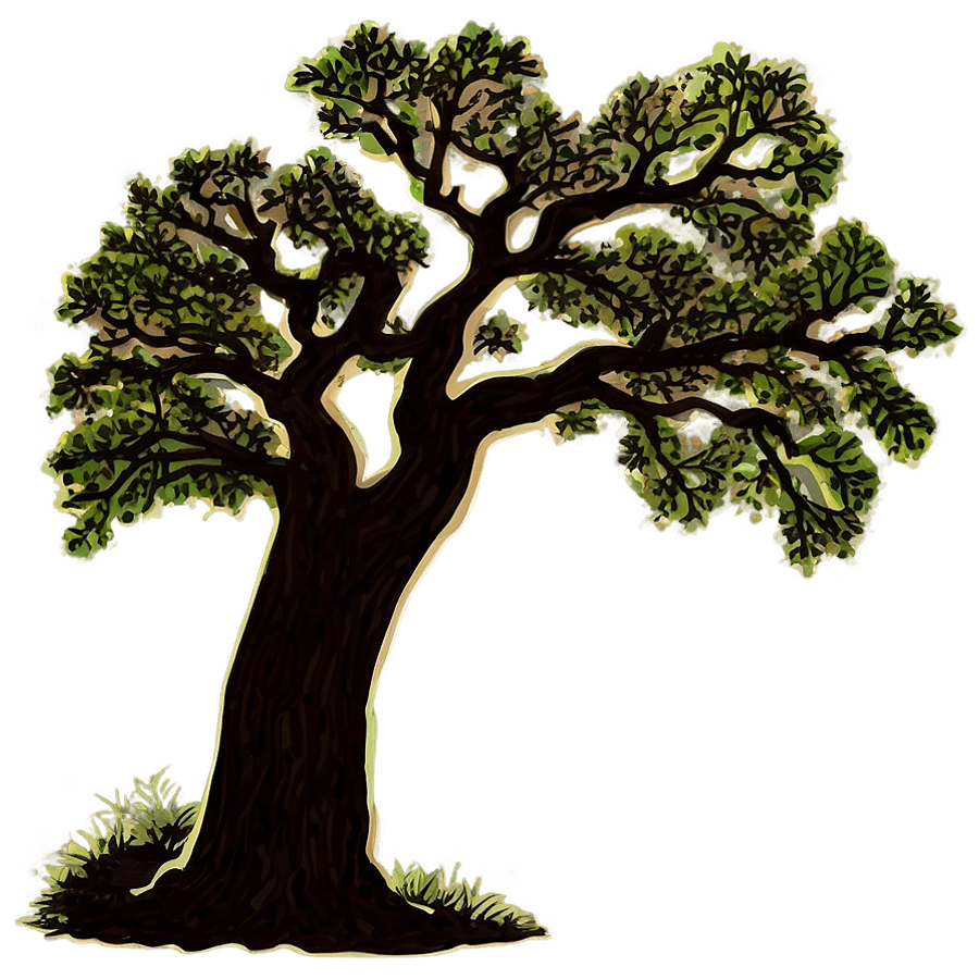 Oak Tree Sunset Silhouette PNG hnd55