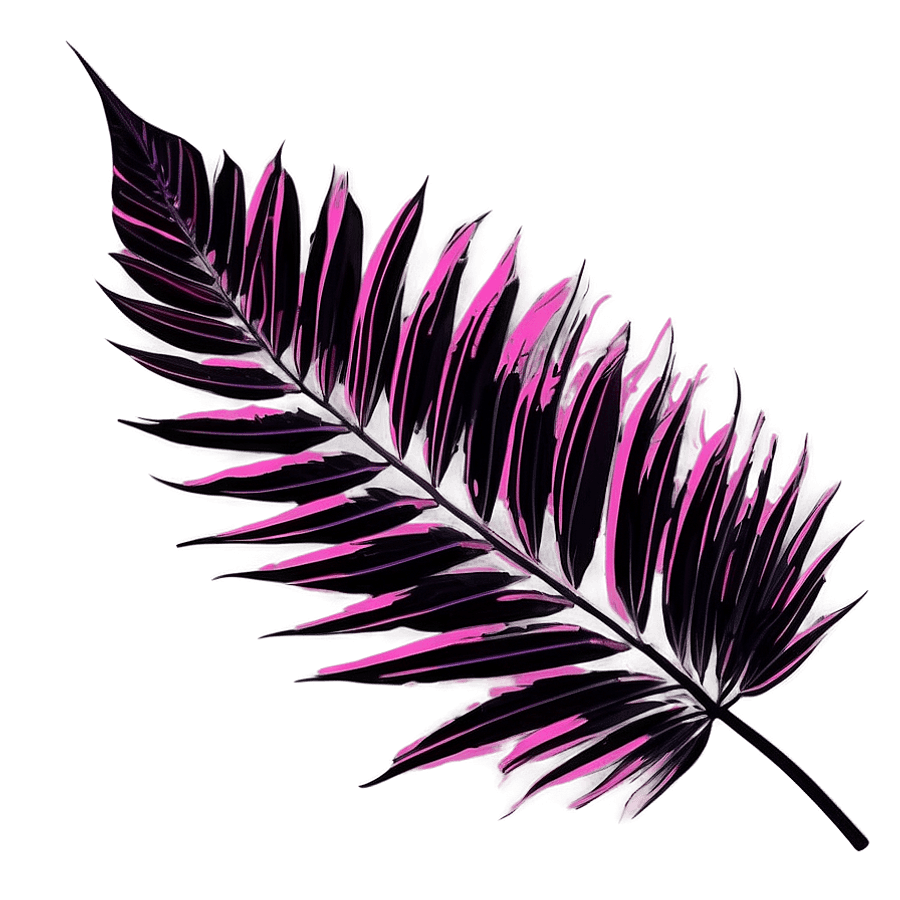 Black Pink Tropical Palm Leaves PNG 4