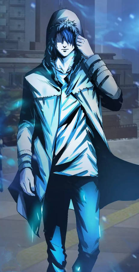 Cartoon Boy Wearing A Hoodie Alone