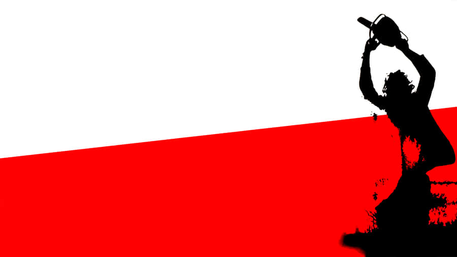 Silhouette di Motosega contro Sfondo Rosso