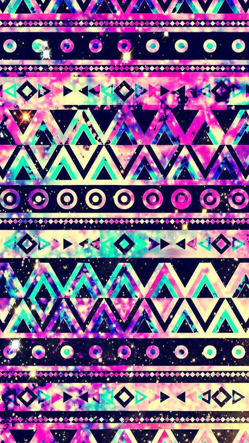 Galaxy Aztec tribal pattern wallpaper