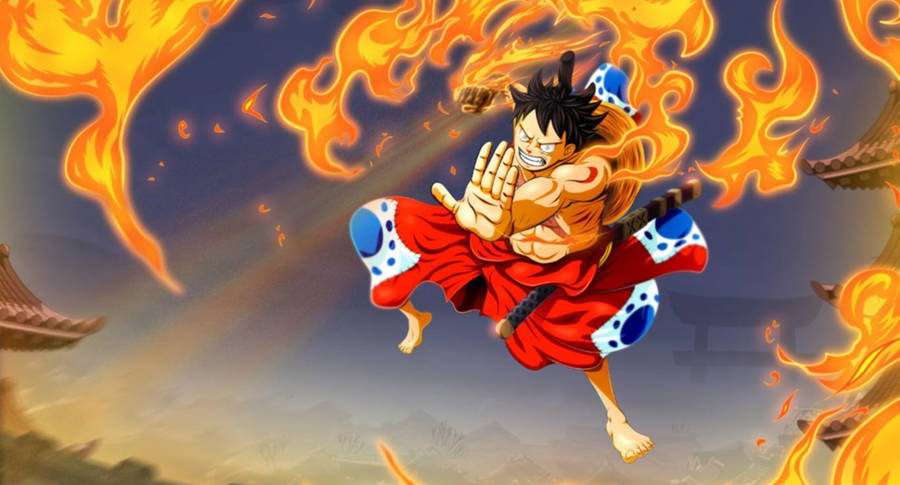 OnePiece Wano 4K Luffy Red Hawk would be translated as "One Piece Wano 4K Luffy Red Hawk" since it is a proper noun. However, if we were describing the wallpaper we would say "Bakgrundsbild med One Piece Wano 4K Luffy Red Hawk."