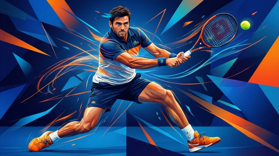 Modern digital illustration of René Lacoste in vibrant colors