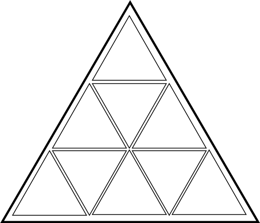 Transparent Equilateral Triangle Png - Triangle Divided Into 9 Equal Parts, Png Download