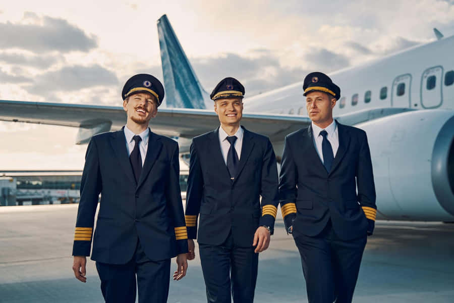 Tre Piloter I Flybillede Tapet