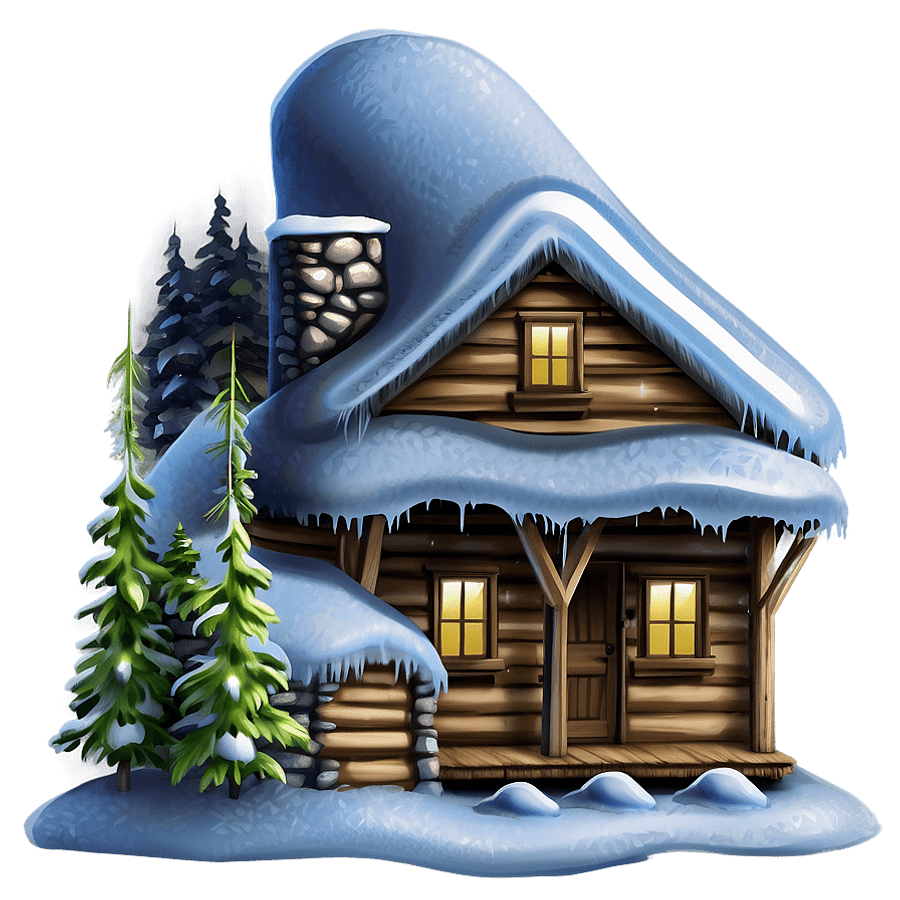 Frosty Cozy Cabin PNG frf