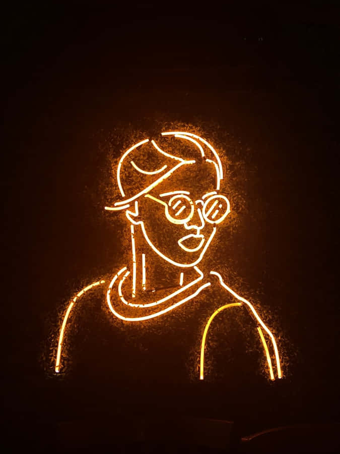 Leuchtendes orangefarbenes Neon-Porträt