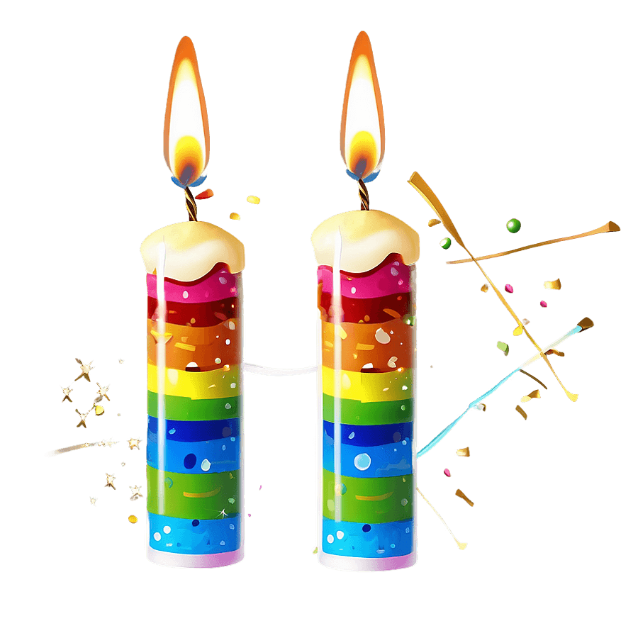 Rainbow Birthday Candle PNG 72