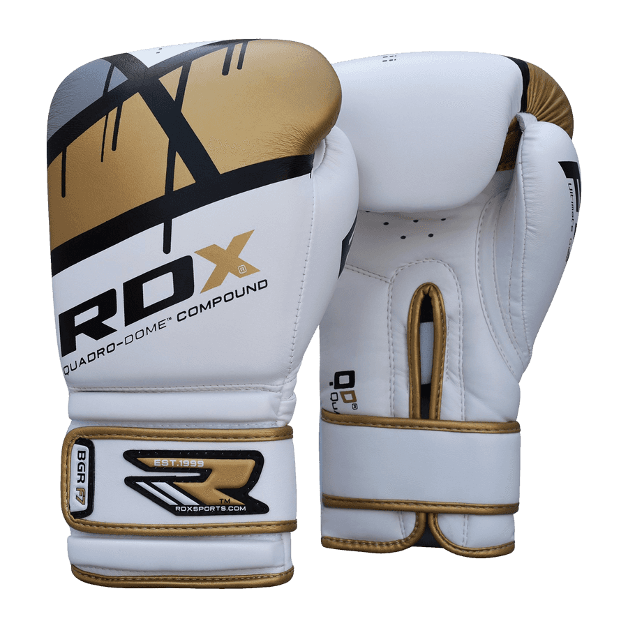 Goldand White Boxing Gloves R D X