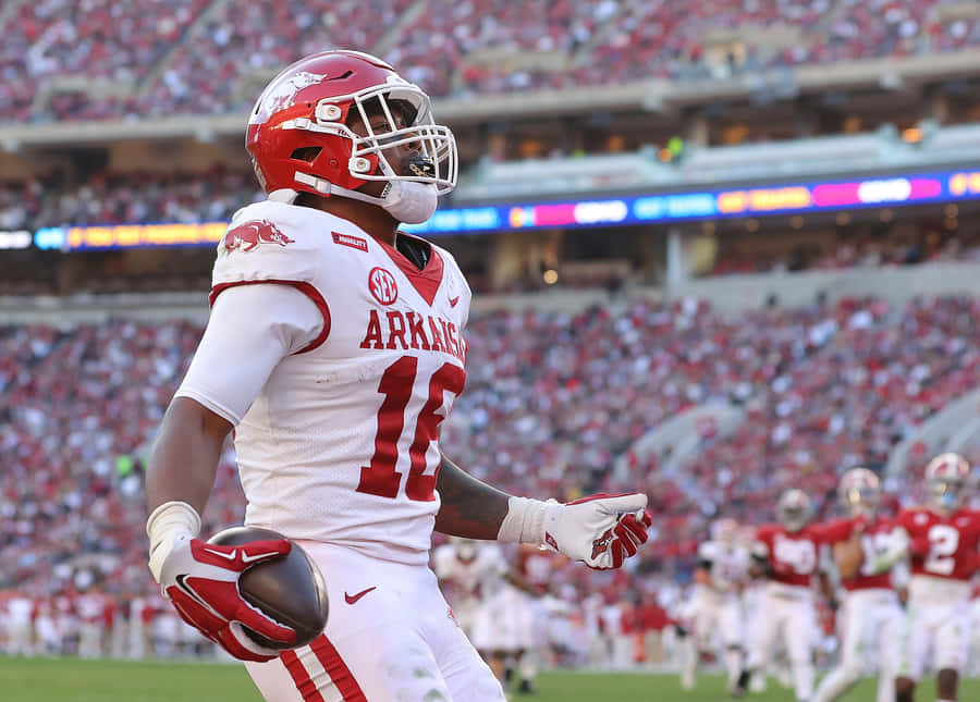 Arkansas Footballspieler Treylon Burks Aktionsaufnahme