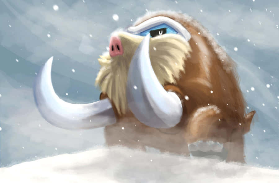 Mamoswine Braving A Snowstorm Illustration