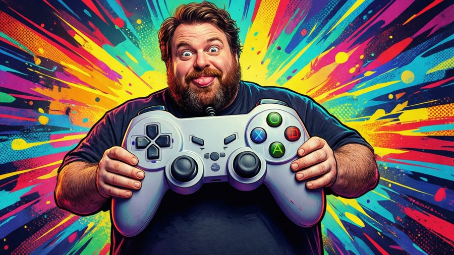 Duddy from FGTeeV with a giant game controller
