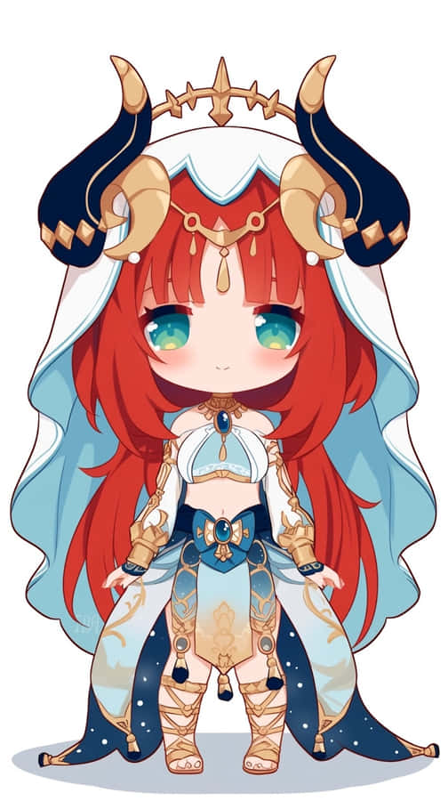Personagem de Anime Estilo Chibi com Cabelo Vermelho