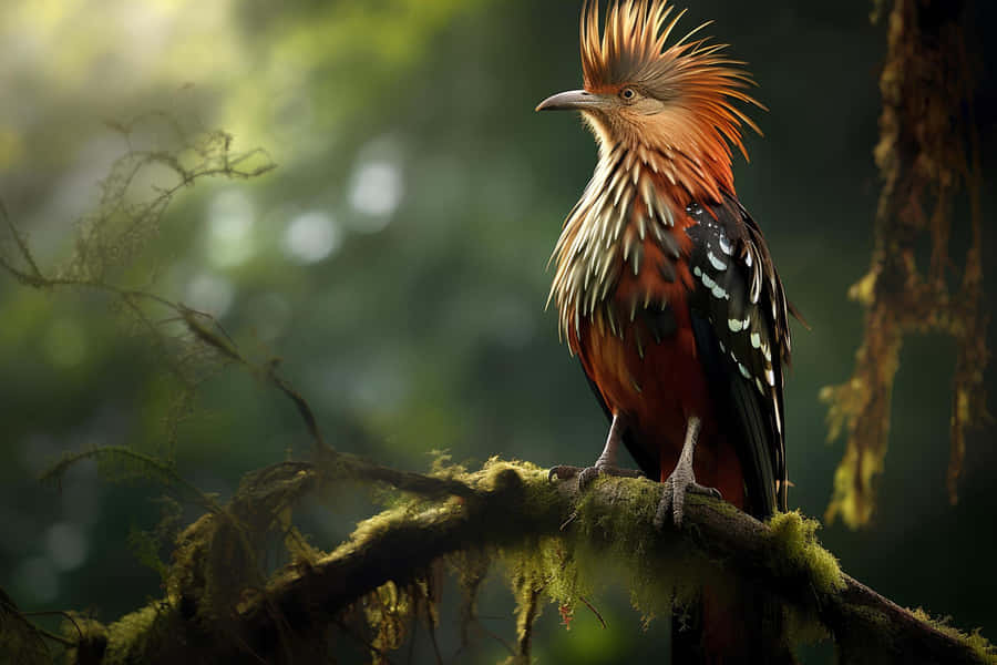 Hoatzin Majestoso Empoleirado