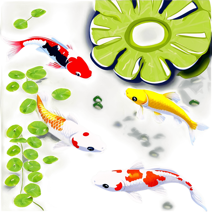 Koi Fish in Garden Pond PNG rul14