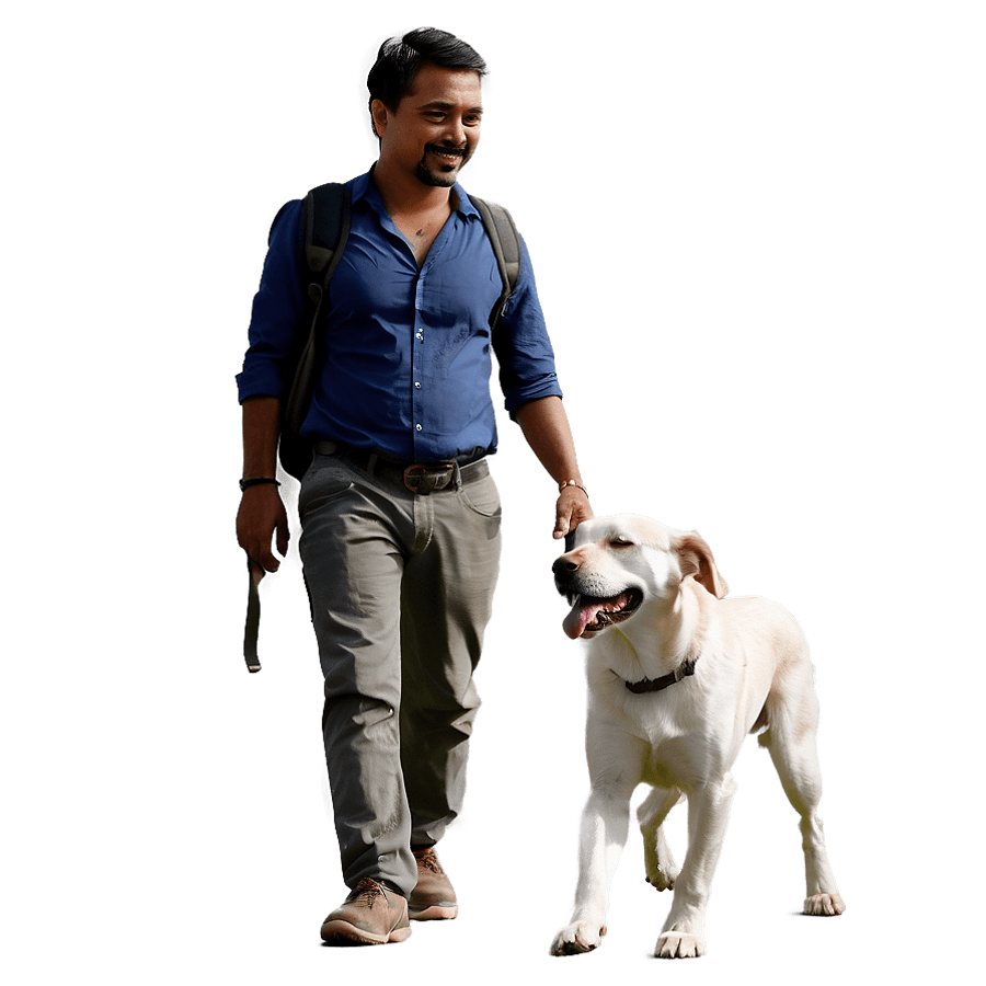 Man Walking with Pets PNG 05262024