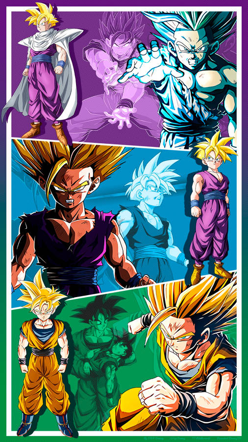 Download Gohan Super Saiyan 2 Collage Art Wallpaper | Wallpapers.com