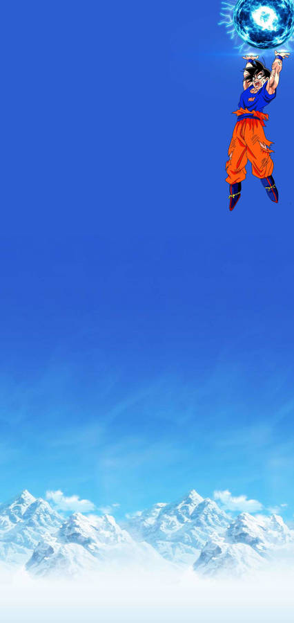 Download Goku Floating With Spirit Bomb Wallpaper | Wallpapers.com