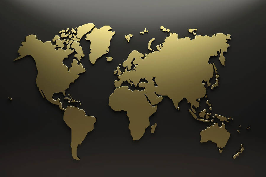 Download Gold World Map On Black Background Wallpaper | Wallpapers.com