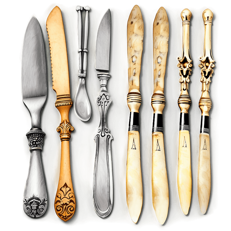 Antique Butter Knife Collection PNG 05262024
