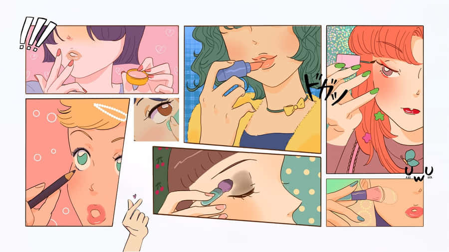 Collage Estetico Anime della Routine di Bellezza
