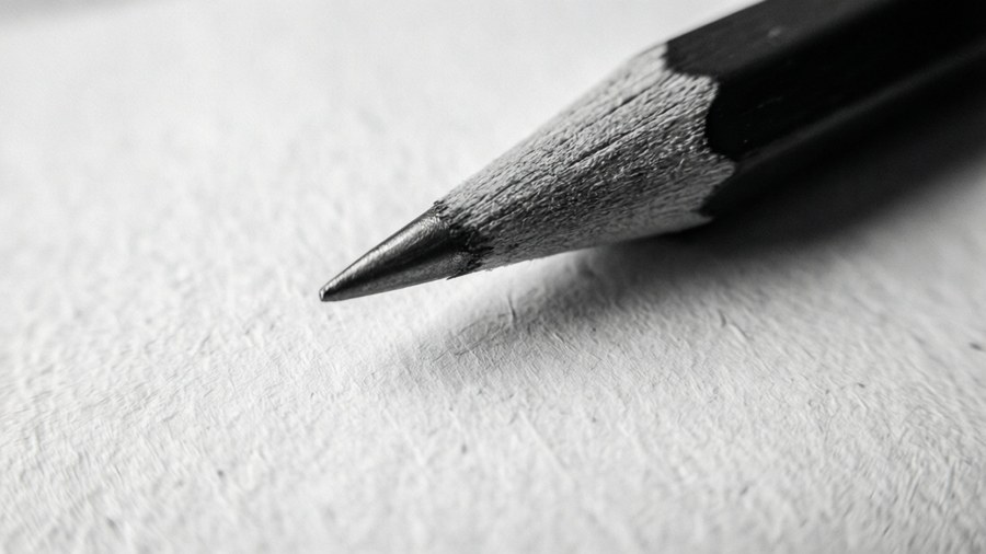 A detailed macro shot of a pencil tip on textured paper in monochrome.