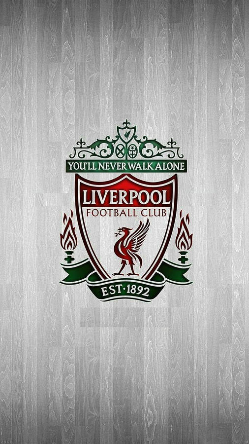 Download Gray Wood Liverpool FC Logo Wallpaper | Wallpapers.com