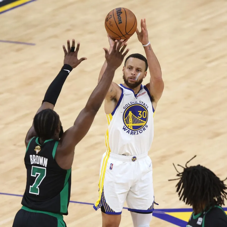 Jaylen Brown Blocking Steph Curry