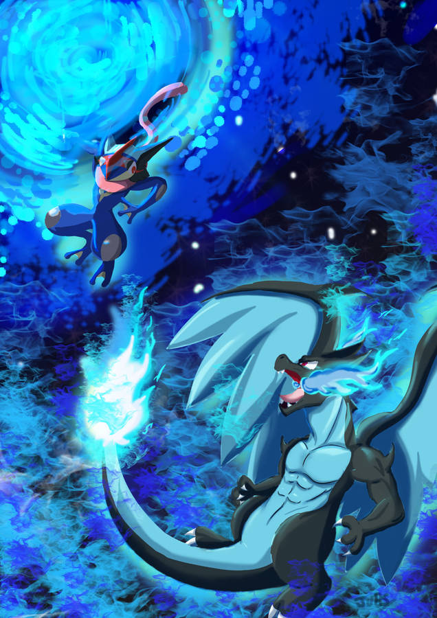 Download Greninja Vs Shiny Charizard Wallpaper Wallpapers Com