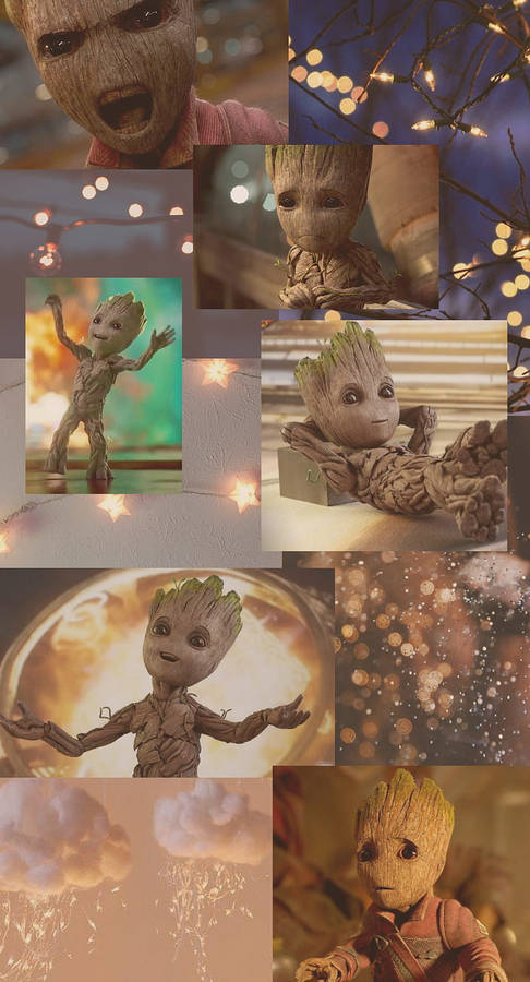 Groot yellow aesthetic collage wallpaper
