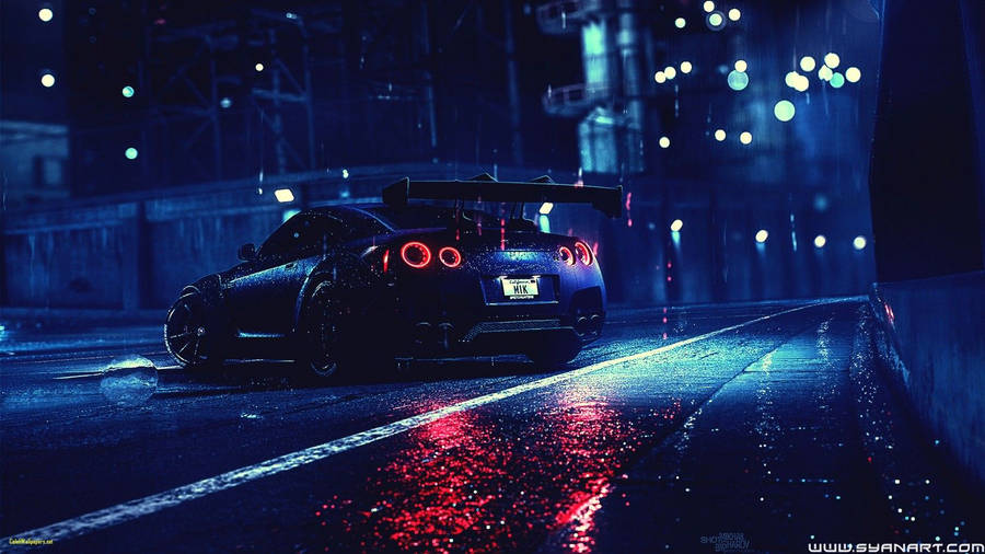 Download Gtr R35 Black Car Wallpaper | Wallpapers.com