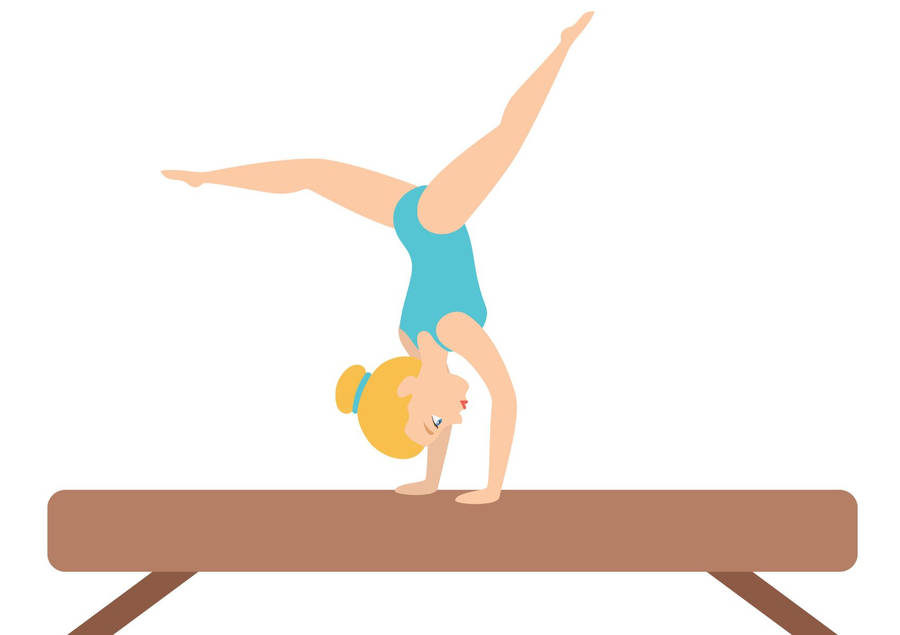 Download Gymnastics Girl On Balance Beam Cartoon Art Wallpaper ...