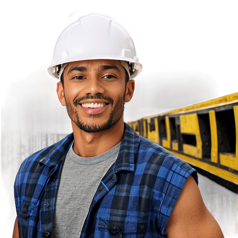 Happy Construction Worker PNG xai