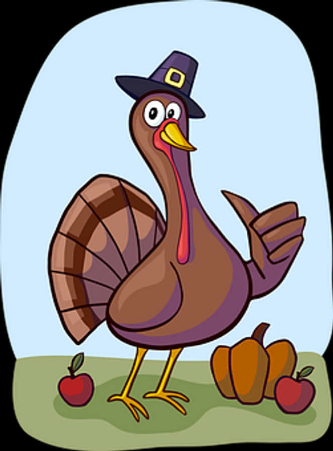 Cartoon Thanksgiving Turkeywith Hat