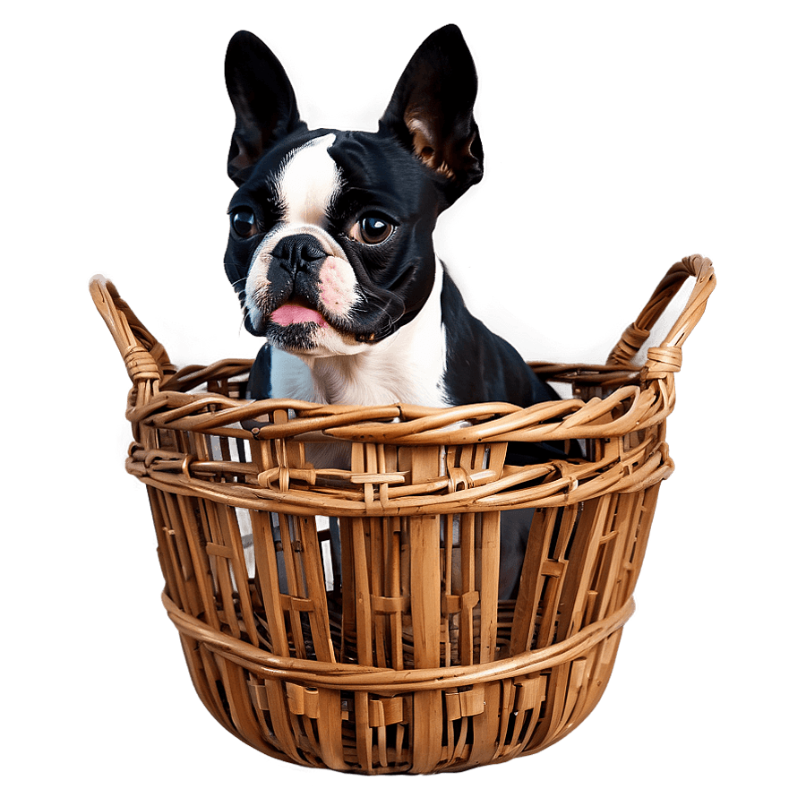 Boston Terrier in Basket PNG 06242024
