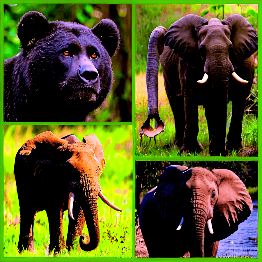 Wildlife Discovery Collage PNG shf96
