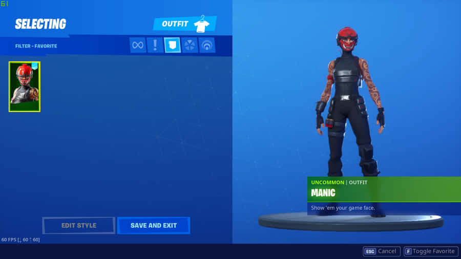 Manic Skin Selection Screen