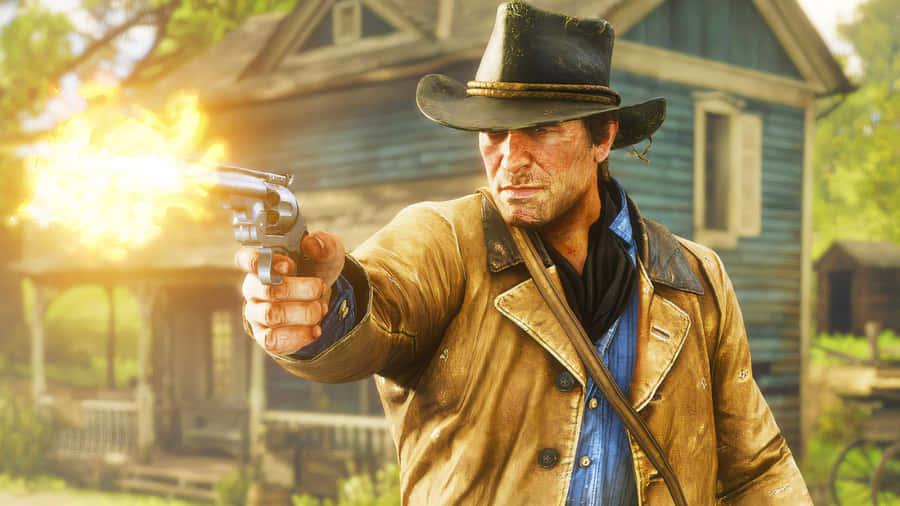 Xerife1920x1080 Fundo da Casa de Red Dead Redemption 2 em vermelho.