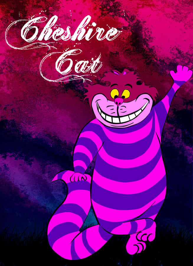 "CheshireCat smil med blomstret baggrund."