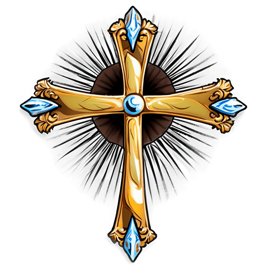 Fancy Cross with Sunburst PNG kxh