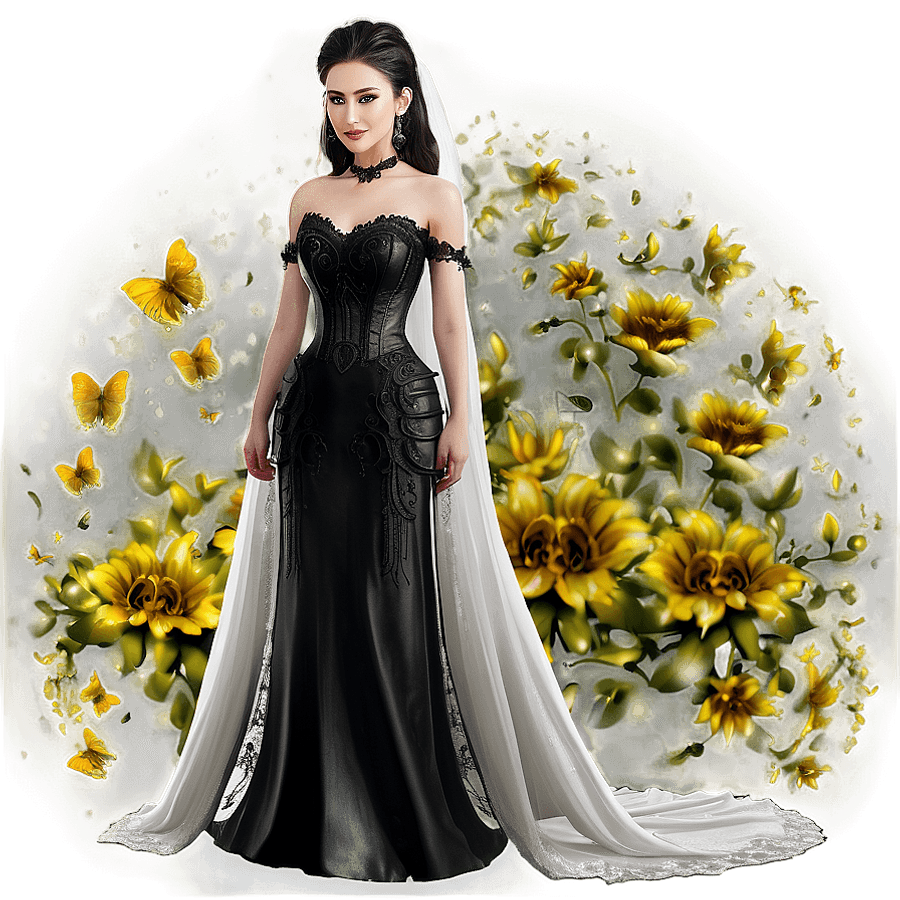 Gothic Style Wedding Dress PNG 92