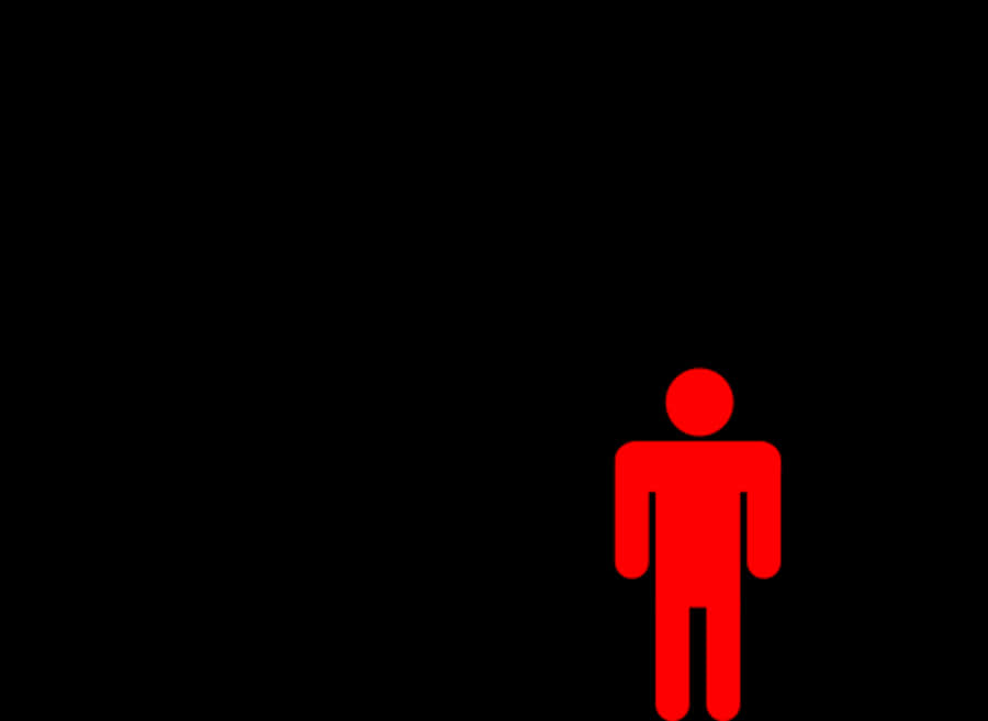 Red Silhouette Man Black Background