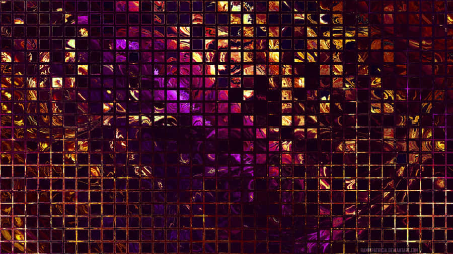 umfundo em mosaico com cores roxo e dourado.