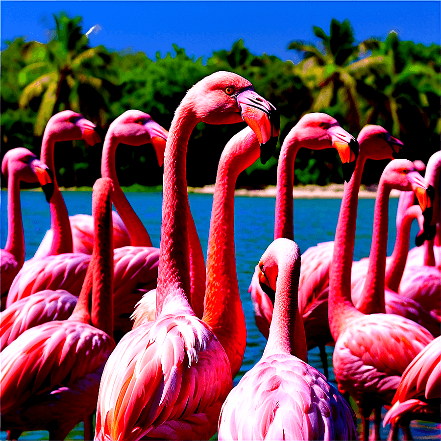 Flamingo Flock Inagua Bahamas PNG nsc