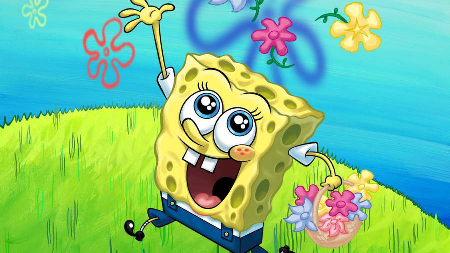Joyful and happy face image of Spongebob in the cartoon series Spongebob Square Pants.