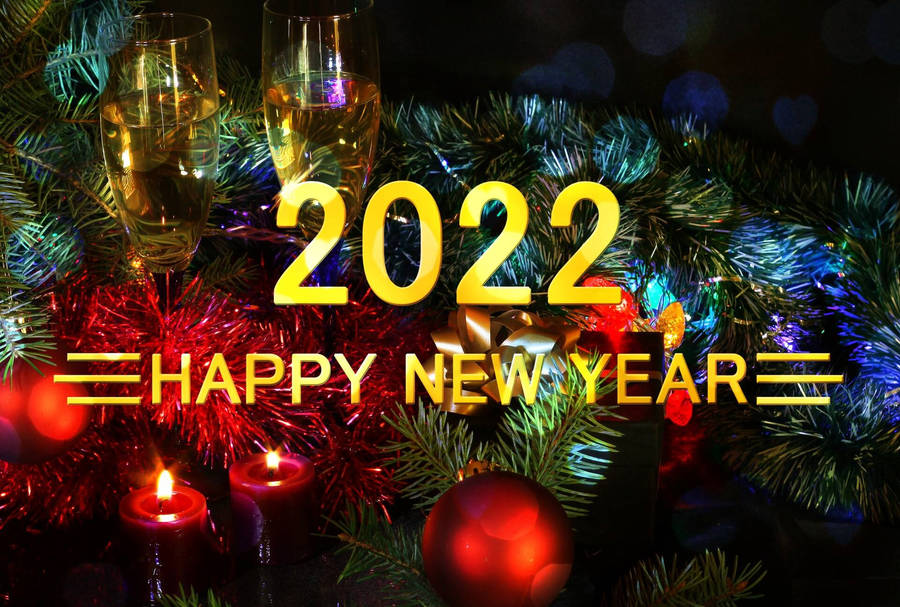 New Years Wallpaper 2022 With Christmas Tree Download Happy New Year 2022 Christmas Tree Wallpaper | Wallpapers.com