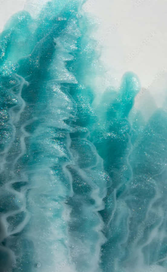 Arte em Resina Abstrata em Verde-água