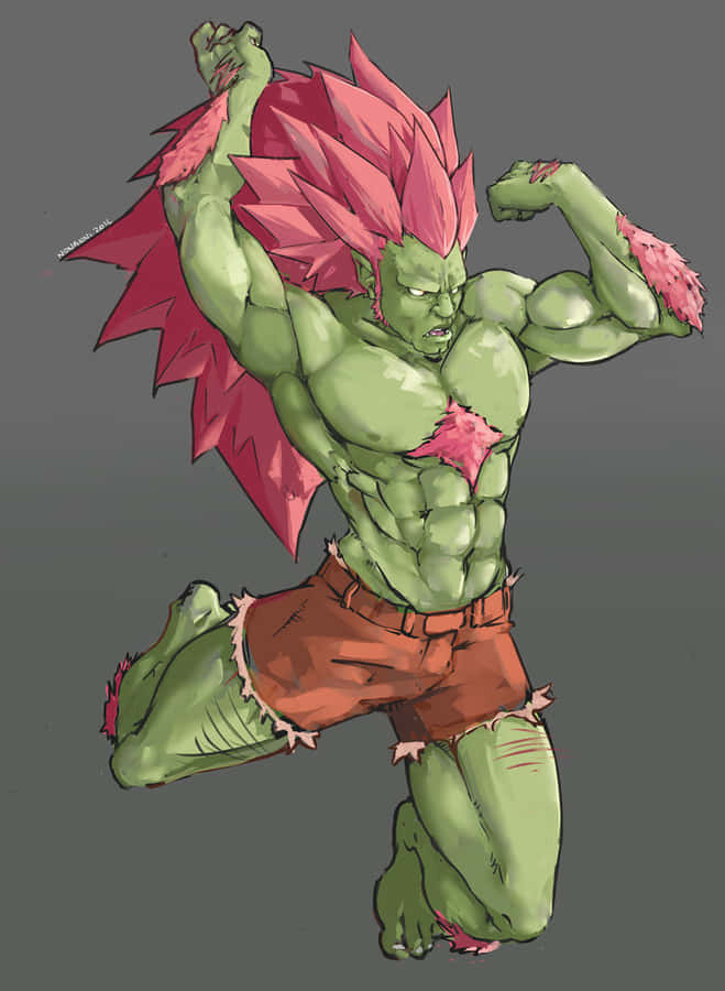 Street Fighter Blanka im brüllenden Pose
